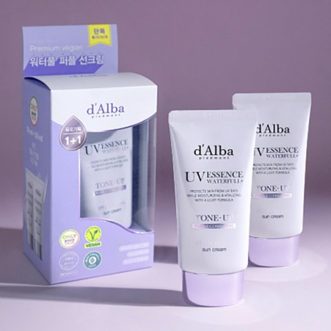 SET 2PCS D’Alba Essence Waterfull Tone Up Purple Correcting Sun Cream SPF50+ PA++++ (Set of 2)