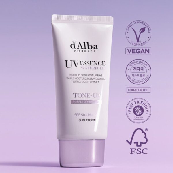 SET 2PCS D’Alba Essence Waterfull Tone Up Purple Correcting Sun Cream SPF50+ PA++++ (Set of 2)
